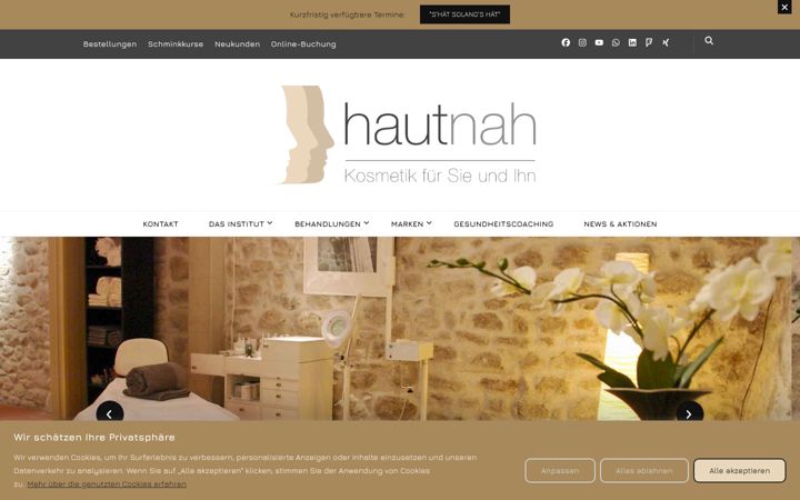 Screenshot of hautnahkosmetik.ch