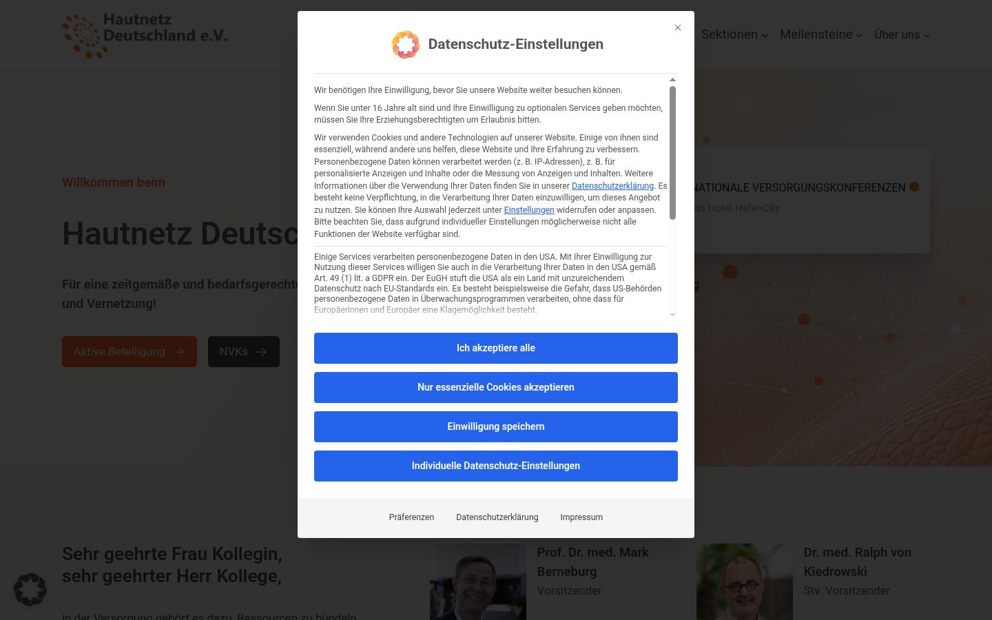 Capture d'écran de la bannière de consentement affichée avant toute interaction