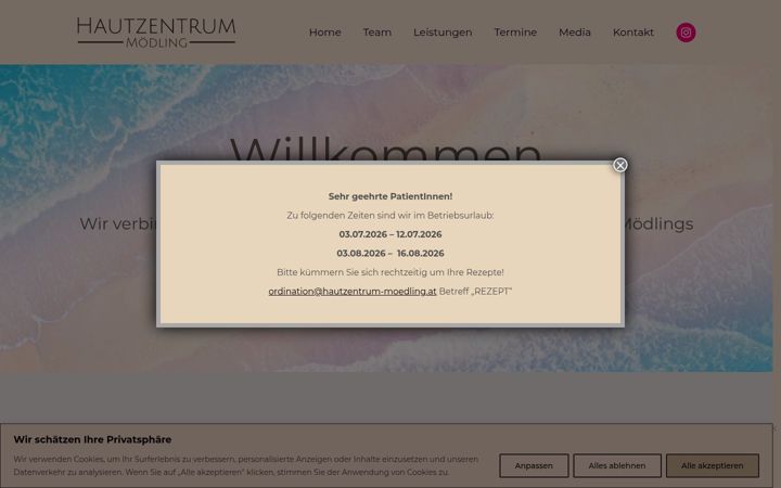Screenshot of hautzentrum-moedling.at