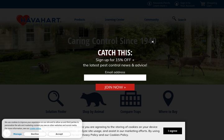 Screenshot of havahart.com