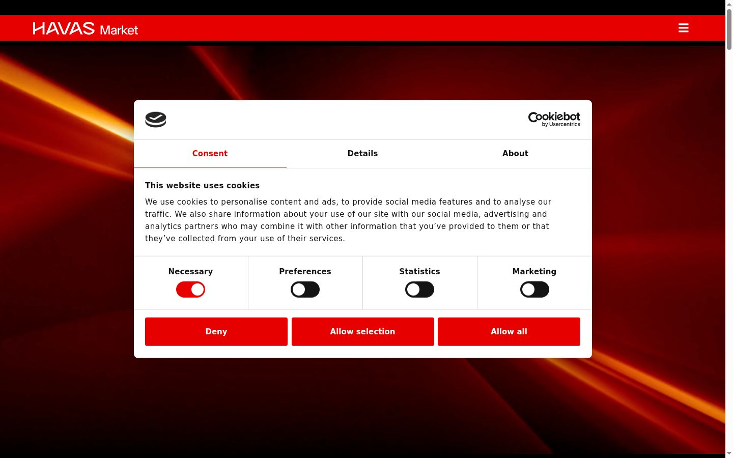 Screenshot του banner συγκατάθεσης που εμφανίστηκε πριν από οποιαδήποτε αλληλεπίδραση