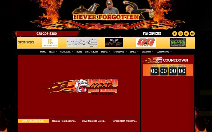 Screenshot of havasuheatbaseball.com