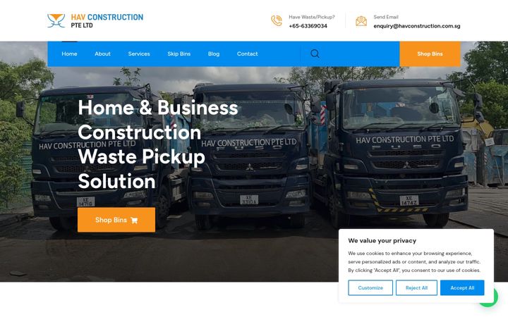 Screenshot of havconstruction.com