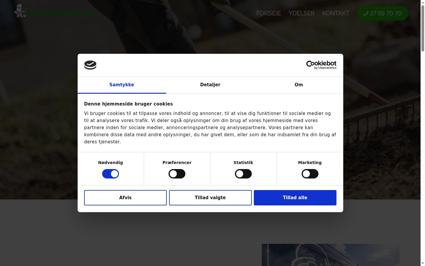 Screenshot van de toestemmingsbanner zoals getoond vóór enige interactie