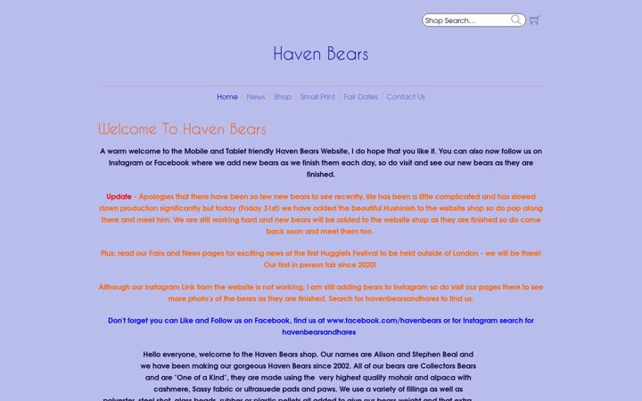 Screenshot of havenbears.co.uk