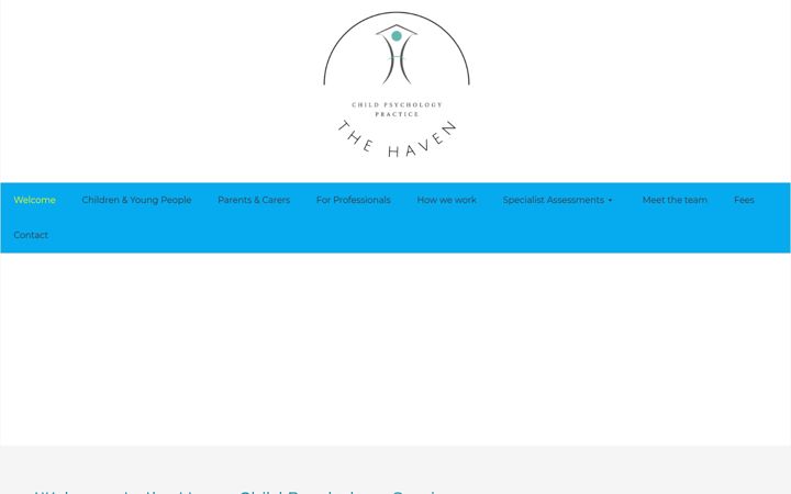 Screenshot of havenchildpsychology.co.uk