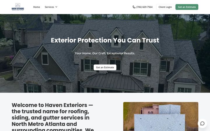 Screenshot of havenexteriors.net
