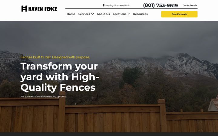 Screenshot of havenfence.com