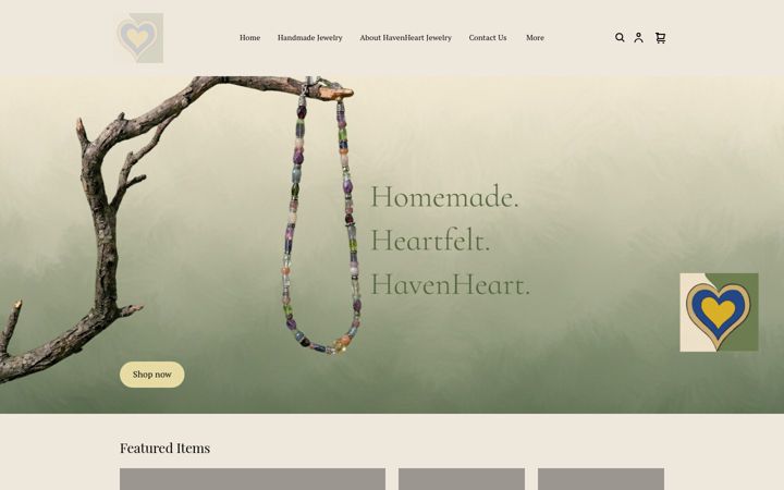 Screenshot of havenheartjewelry.com