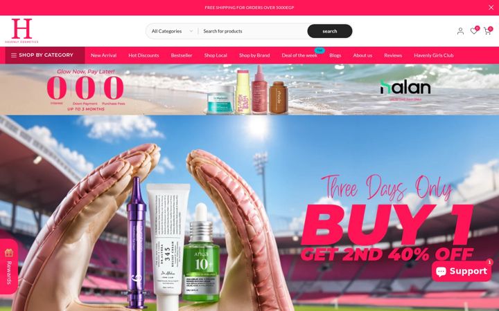 Skärmbild av havenlycosmetics.com
