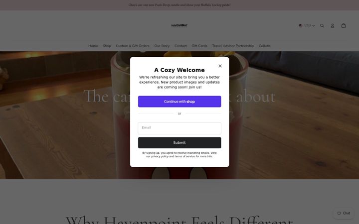 Screenshot of havenpointcandleco.com