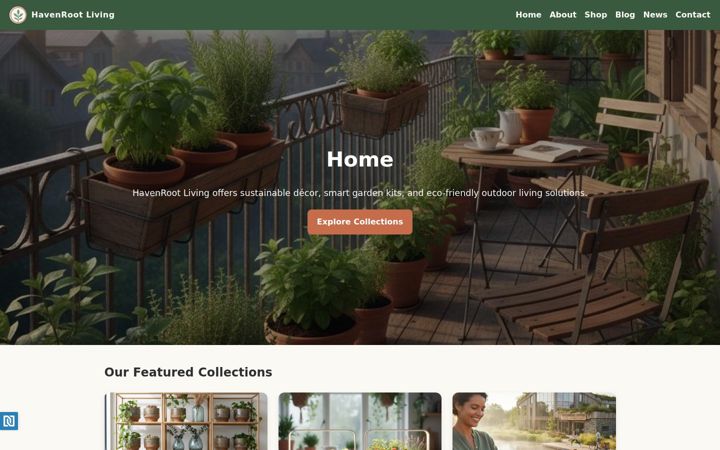 Screenshot of havenrootliving.com