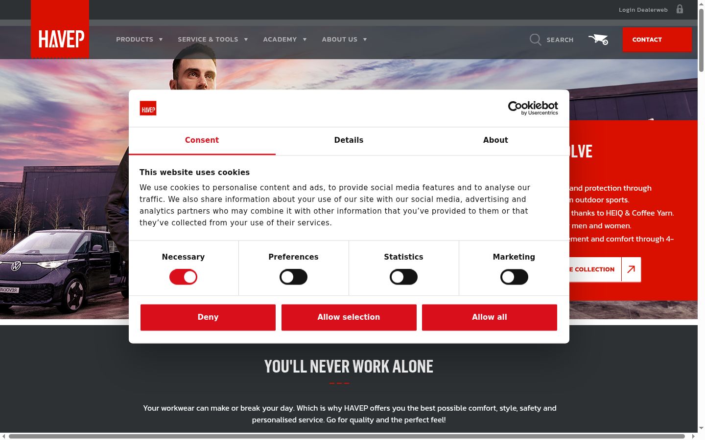 Screenshot van de toestemmingsbanner zoals getoond vóór enige interactie