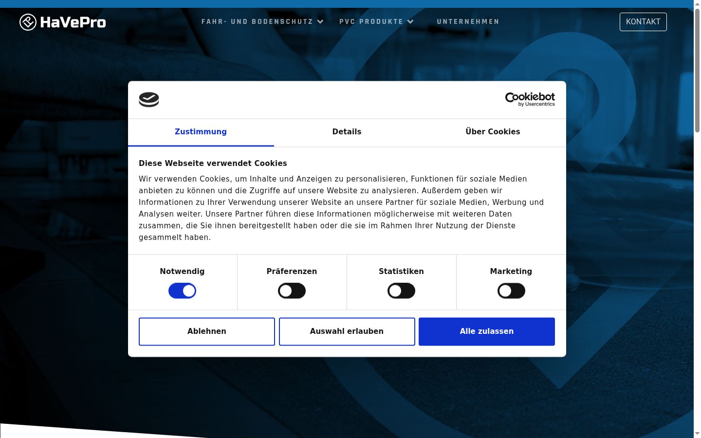 Captura de pantalla del banner de consentimiento mostrado antes de cualquier interacción