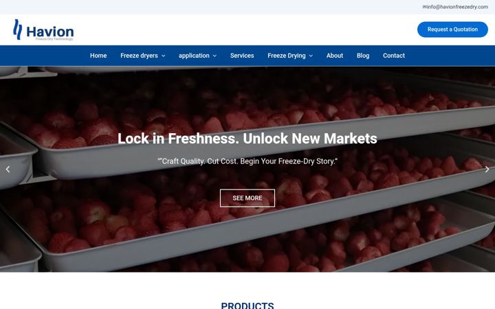 Screenshot of havionfreezedry.com