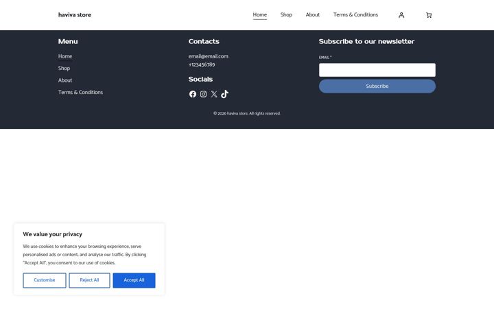 Screenshot of havivastore.com