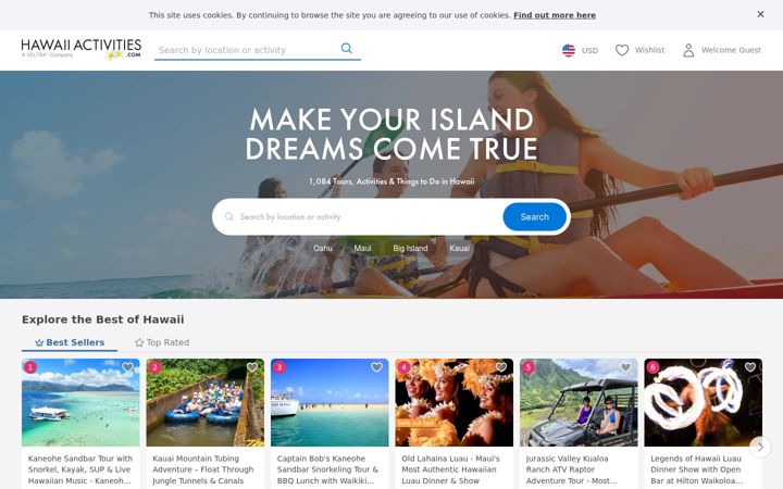 Screenshot von hawaiiactivities.com