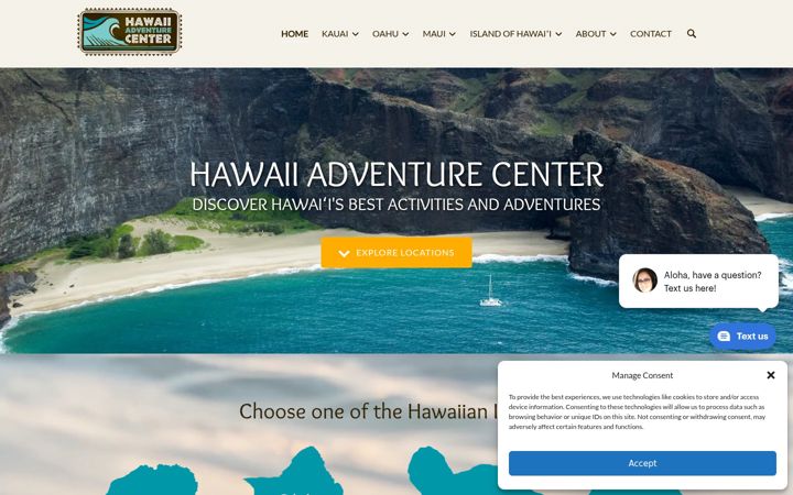 Screenshot of hawaiiadventurecenter.com