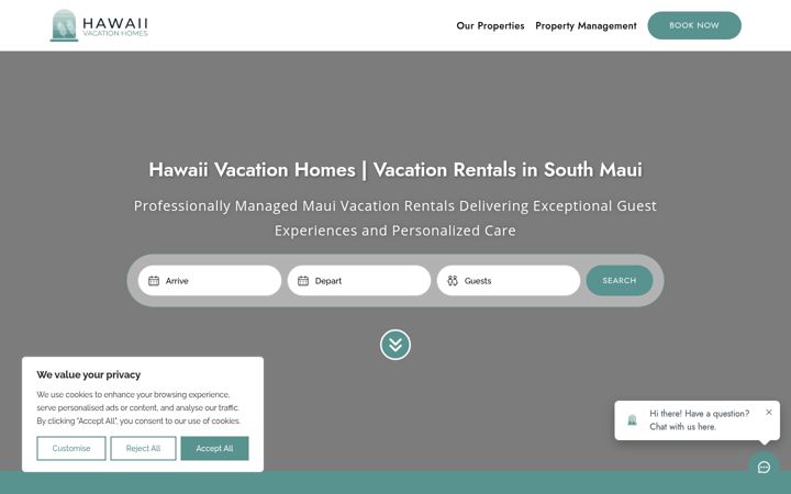 Screenshot of hawaiivacationhomes.com