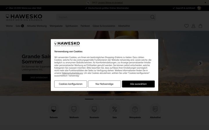Screenshot von hawesko.de