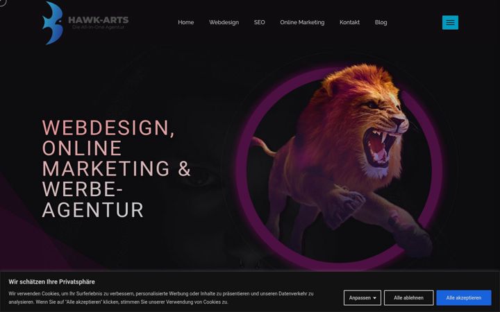 Screenshot of hawk-arts.de