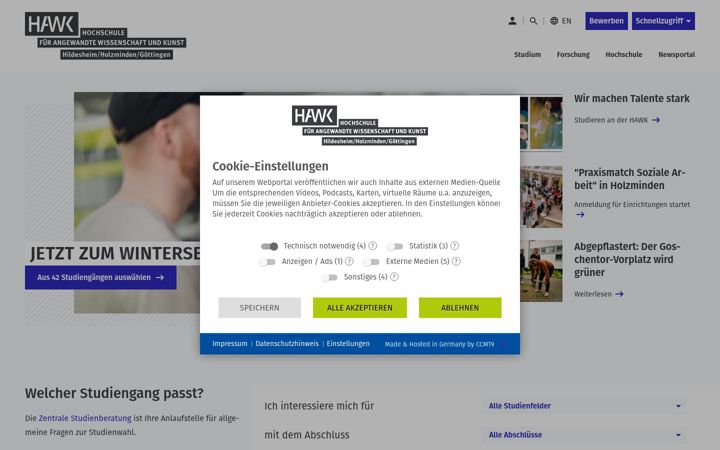 Screenshot of hawk.de