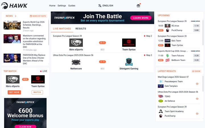 Screenshot of hawk.live