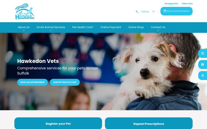 Screenshot of hawkedonvets.co.uk