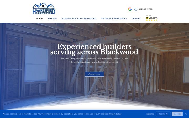 Screenshot of hawkesfordconstruction.co.uk