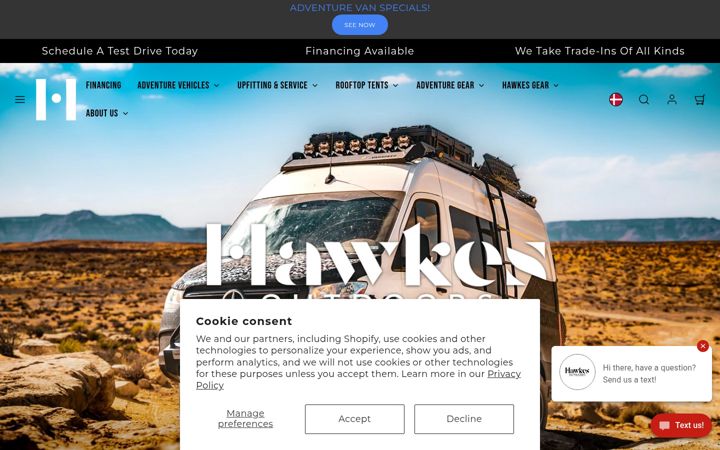 Screenshot of hawkesoutdoors.com