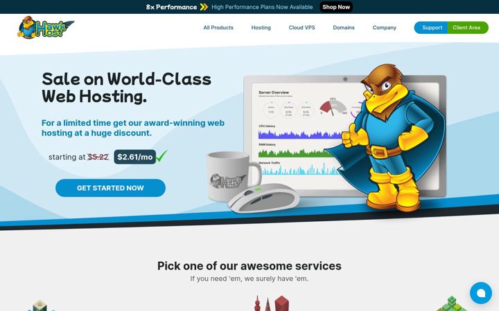 Skærmbillede af hawkhost.com