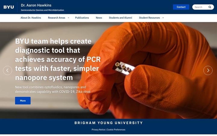 Captură de ecran a hawkins.byu.edu