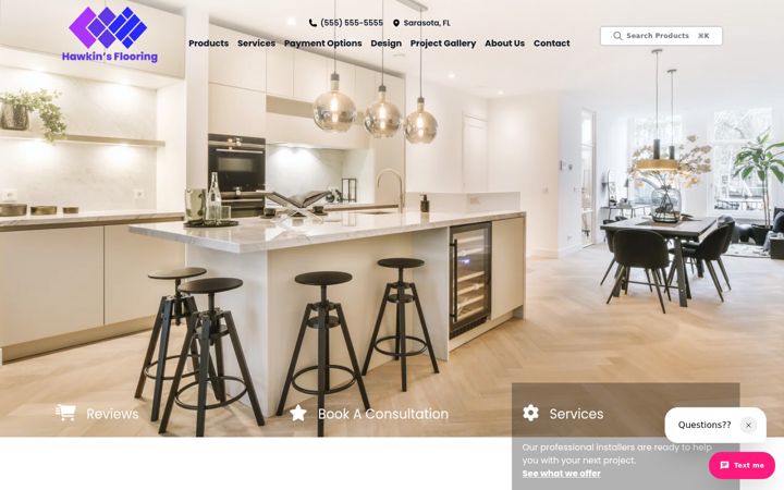 Screenshot of hawkinsflooringwarehouse.com