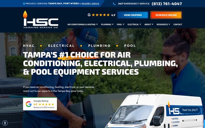 Screenshot of hawkinsserviceco.com