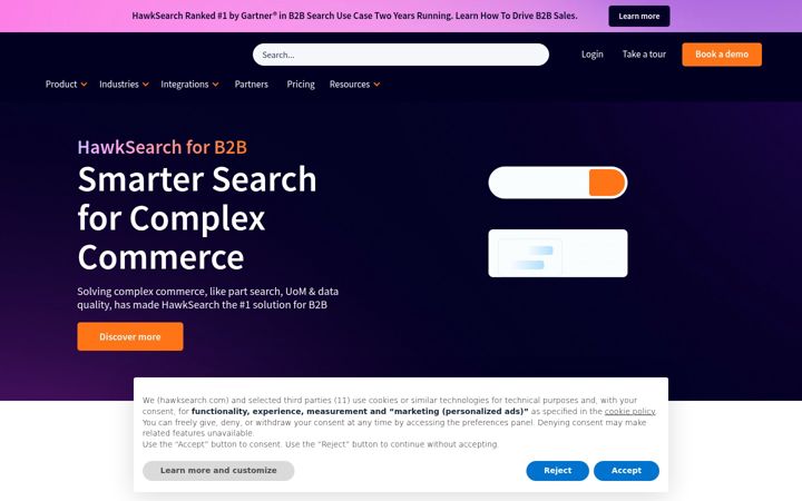 Screenshot di hawksearch.com