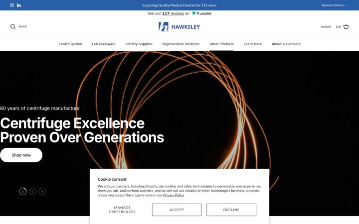 Screenshot of hawksley.co.uk