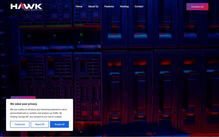 Screenshot of hawkwebhost.com