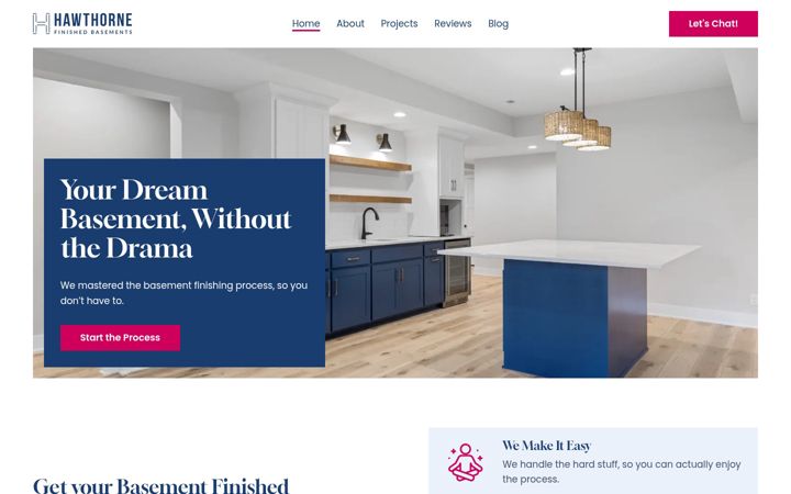 Screenshot of hawthornebasements.com