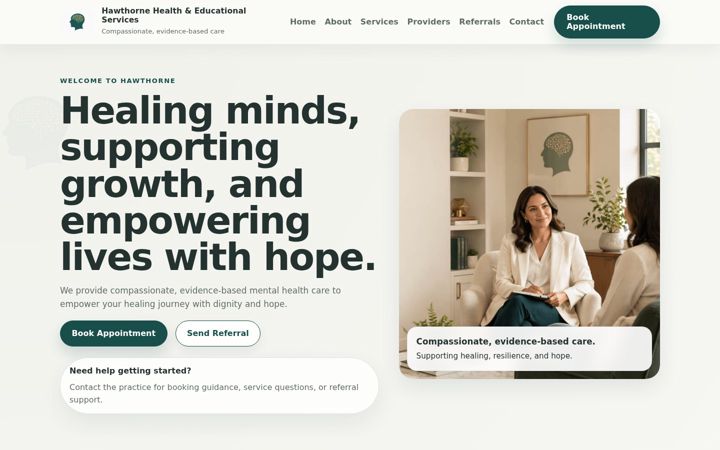 Screenshot of hawthornehes.org