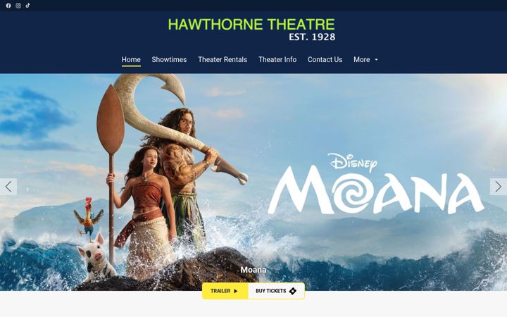 Screenshot of hawthornetheatres.com