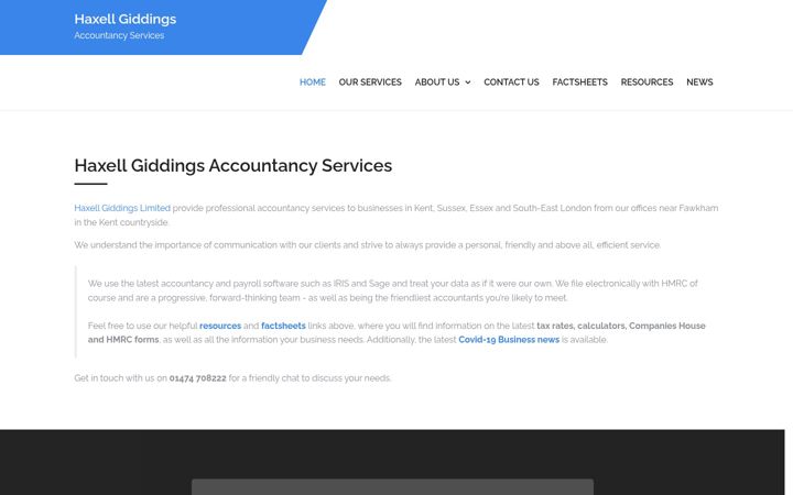 Screenshot of haxellgiddings.co.uk