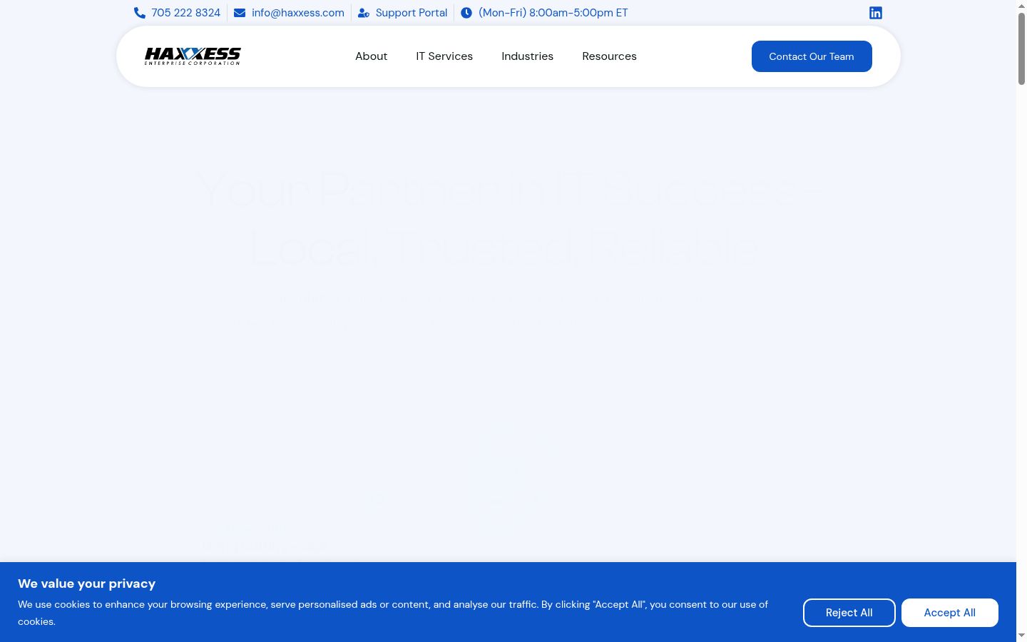 Screenshot of the consent banner shown before any interaction