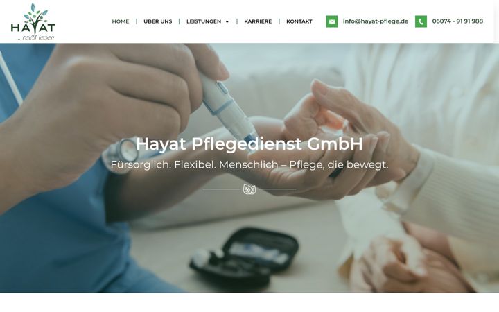 Screenshot of hayat-pflege.de