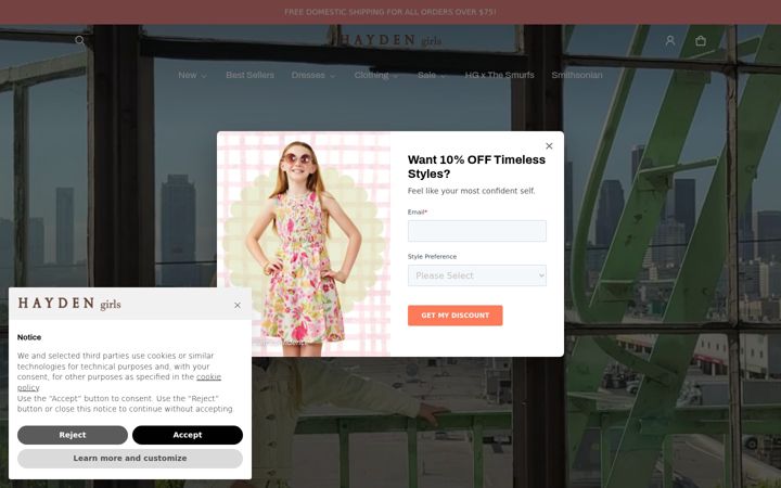 Screenshot of haydengirls.com