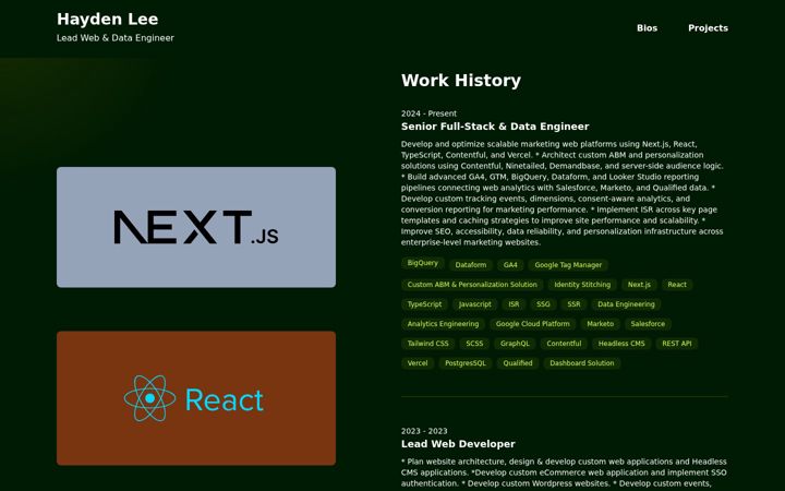 Screenshot of haydenleewebdesign.com