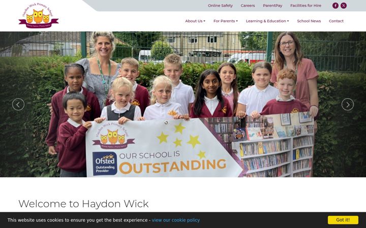Screenshot of haydonwick.swindon.sch.uk