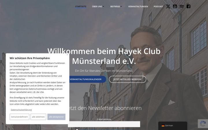 Snimka zaslona za hayekmuenster.de