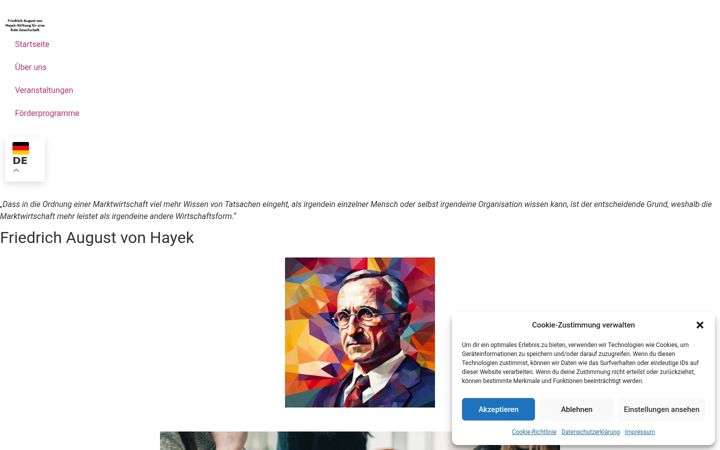 Snimka zaslona za hayekstiftung.de