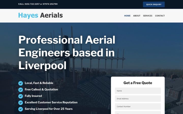 Screenshot of hayesaerials.com