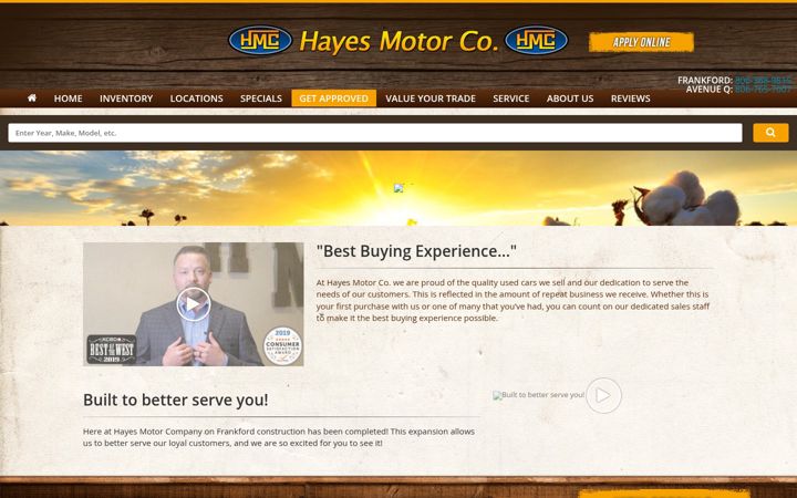 Screenshot of hayesmotorcompany.com